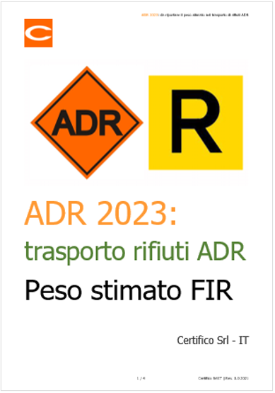 ADR 2023: da riportare il peso stimato nel trasporto di rifiuti ADR 