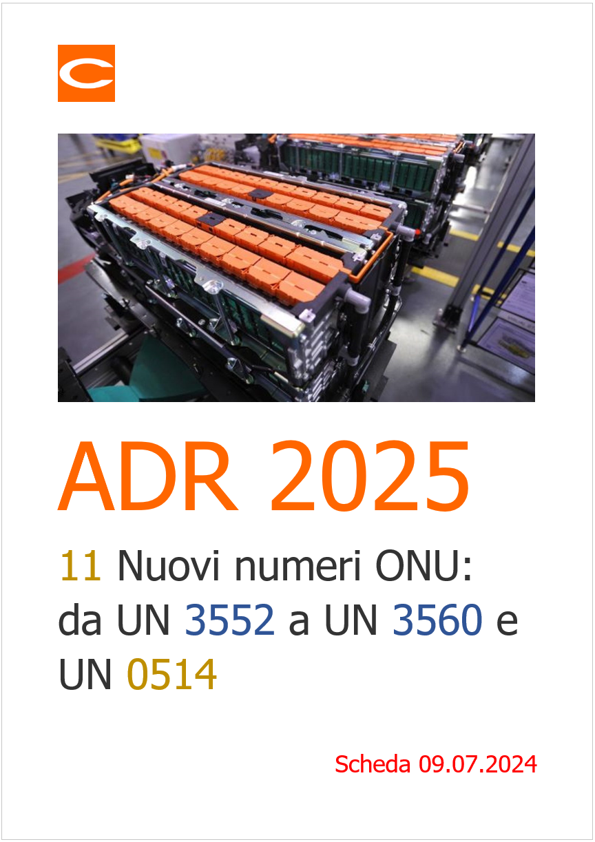 ADR 2025 | Introdotti n. 11 nuovi numeri ONU alla Tabella A